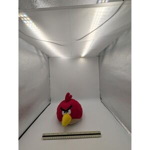Angry Birds Red Bird Plush Stuffed Animal Toy 5 Inch Round Red Yellow Black
